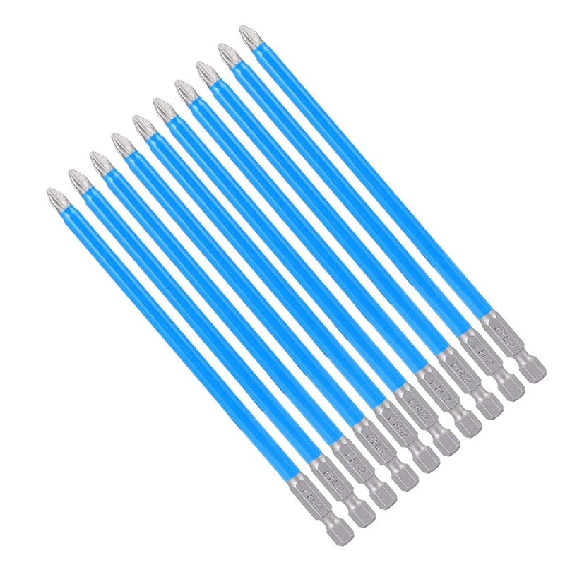 

10Pcs Drill Bit Set Wear Resistance Magnetic Anti-Rust Anti Slip Electric Screwdriver Bit (PH2 150mm)