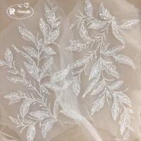 5pair 2color 3d beaded sequins lace leaves flower embroidery cloth stickers wedding dress childrens clothing accessories rs3137