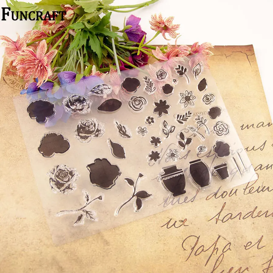 2020 New Beautiful Flower Leaves Delicate Vase Clear Rubber Stamps for Card Making Scrapbooking Christmas Silicone | Дом и сад