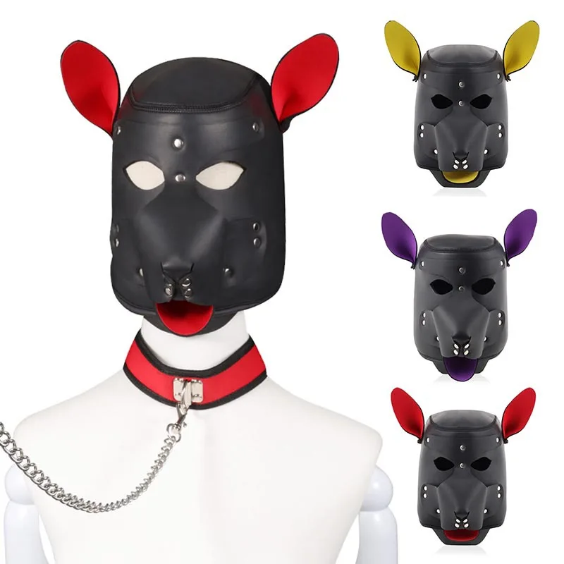 БДСМ собака головной убор Эротические пары ролевые игры Металлическая Тяговая