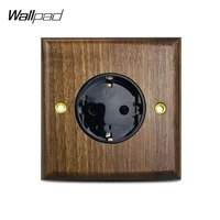 wood eu socket wallpad walnut wood frame 16a eu ru de nl wall power outlet 110v 240v ac