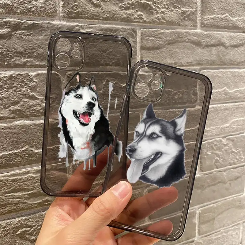 

Husky Kawaii Wolf cute Phone Case Transparent for iPhone 7 8 11 12 se 2020 mini pro X XS XR MAX Plus
