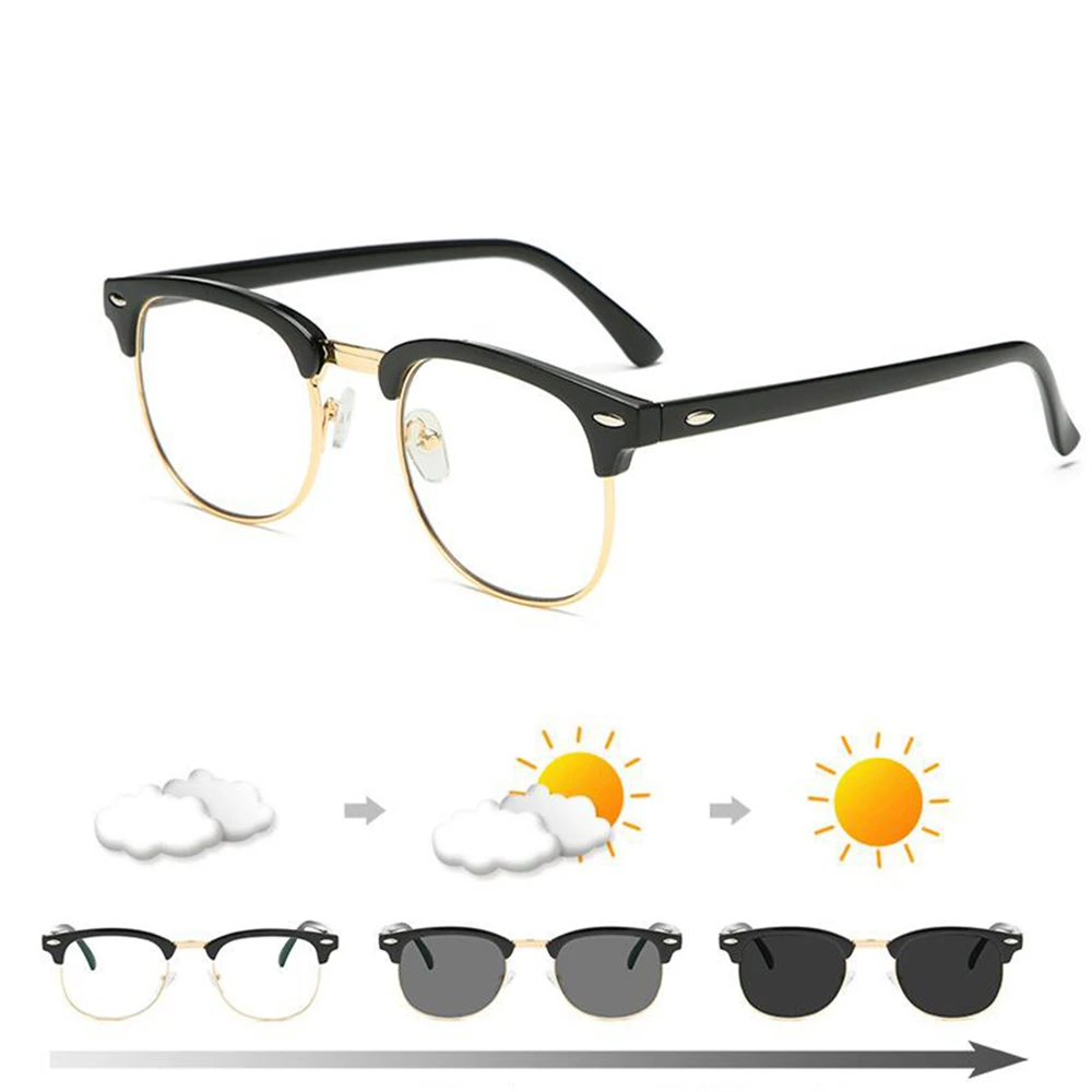 Gold Frame Антибликовыми свойствами светильник фотохромные готовой близорукость очки светочувствительная Хамелеон анти-блики изменения Цвет линзы очки с диоптриями - Цвет оправы: Gold Frame