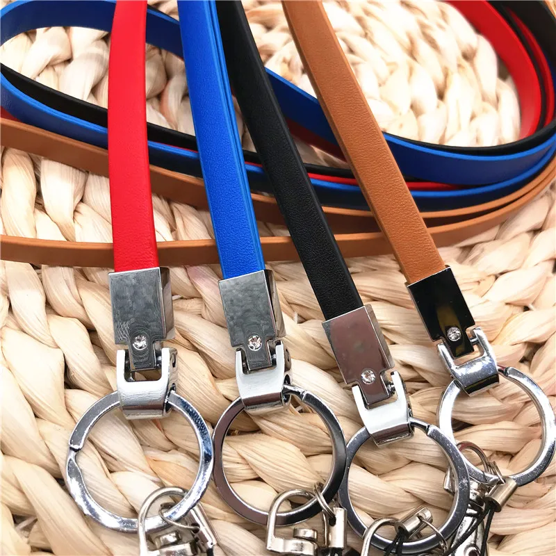 Простой и из мягкой Pu искусственной кожи шейный ремешок для ключей брелок ID карты