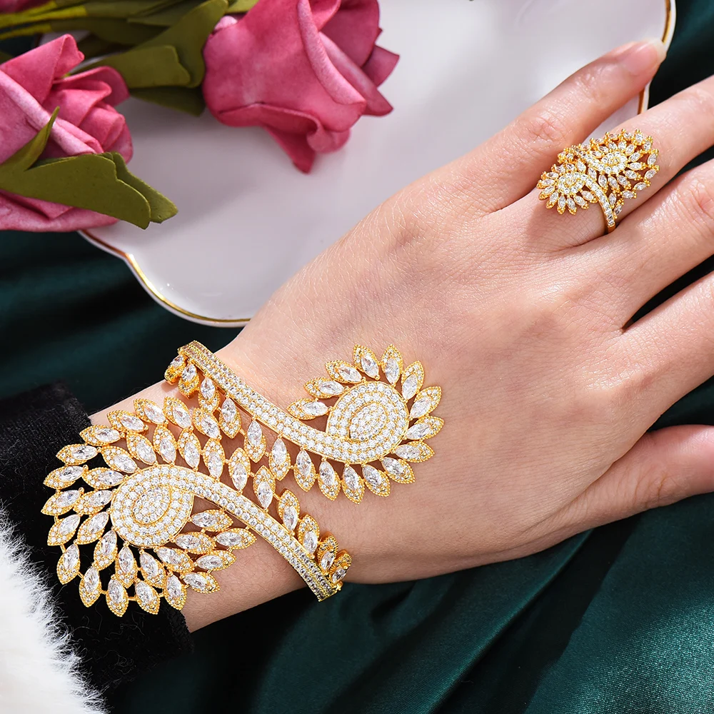 KellyBola 2021 Jewelry Gorgeous Bracelet Ring Set High Quality Girl Noble And Elegant Wedding Party Accessories Jewelry