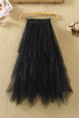 Женские Необычные тюлевые юбки модная эластичная сетчатая юбка с высокой талией