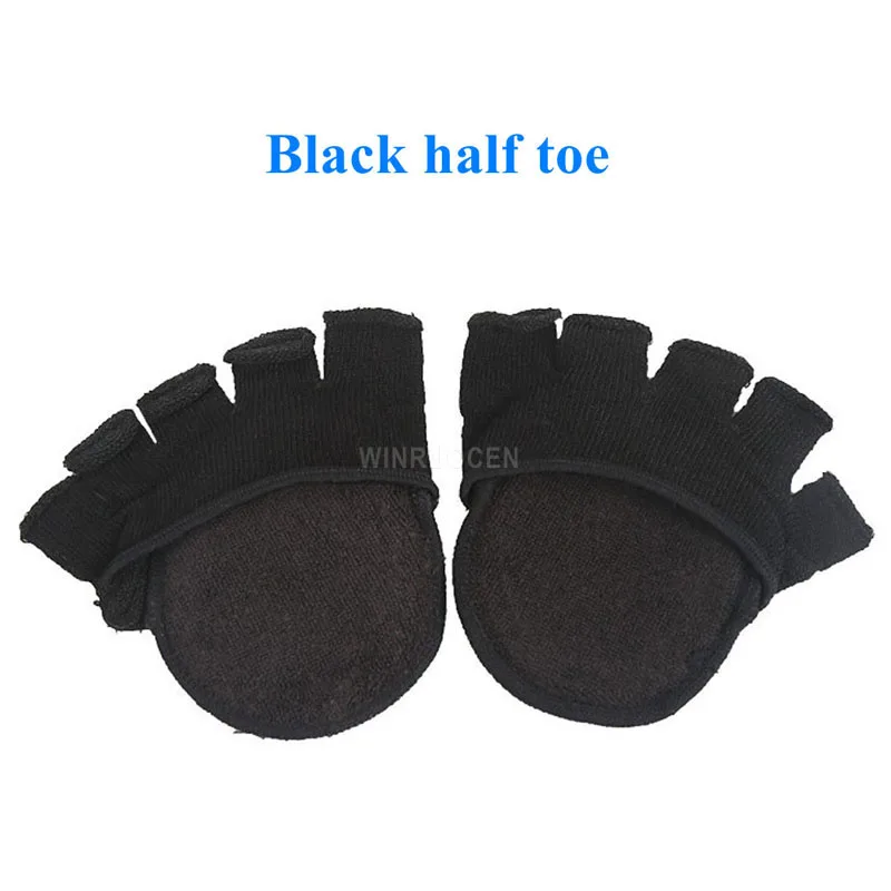 Black half toe Хлопковые подушечки на половину стопы для мужчин и женщин, половинчатые подушечки для снятия боли, противоскользящие массажные подушечки на пятке, стельки для поддержки стопы - Цвет: Black half toe