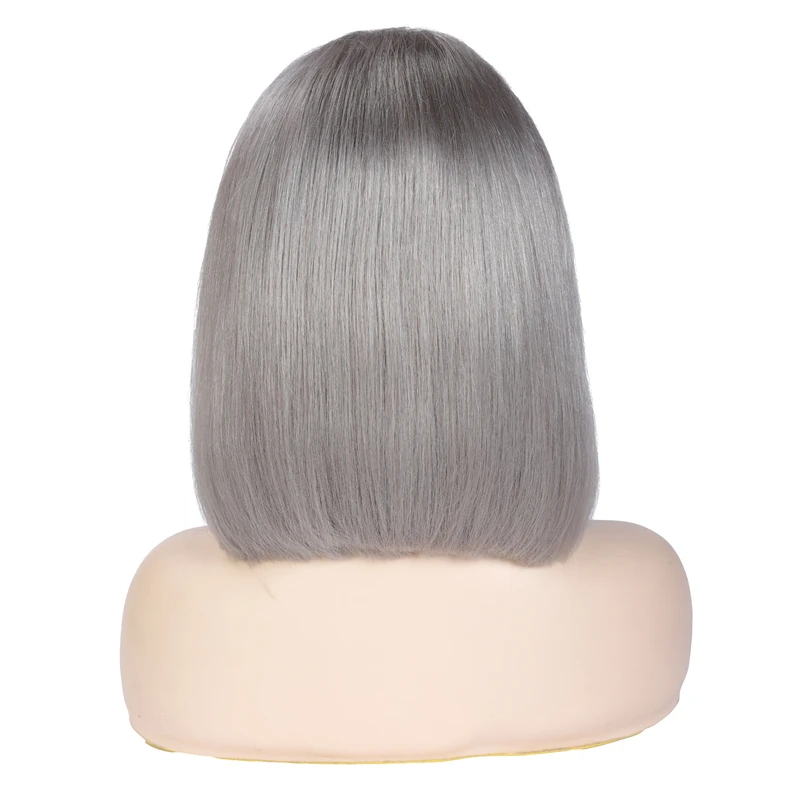 Парики из человеческих волос на сетке спереди 13X4 бразильские прямые серебристые