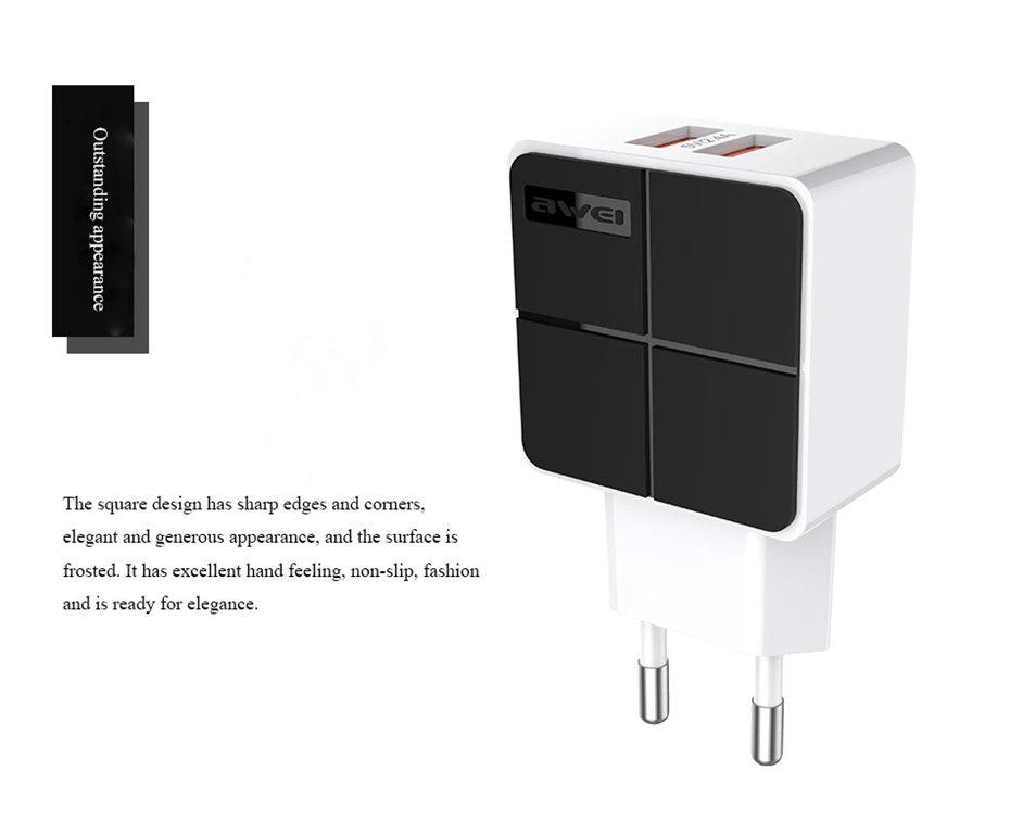 AWEI Dual USB зарядное устройство для телефона, быстрая зарядка, 5 В/2,4 А, ЕС, быстрое настенное зарядное устройство, адаптер, ЕС, мини разъем для iPhone 11, samsung, Xiaomi