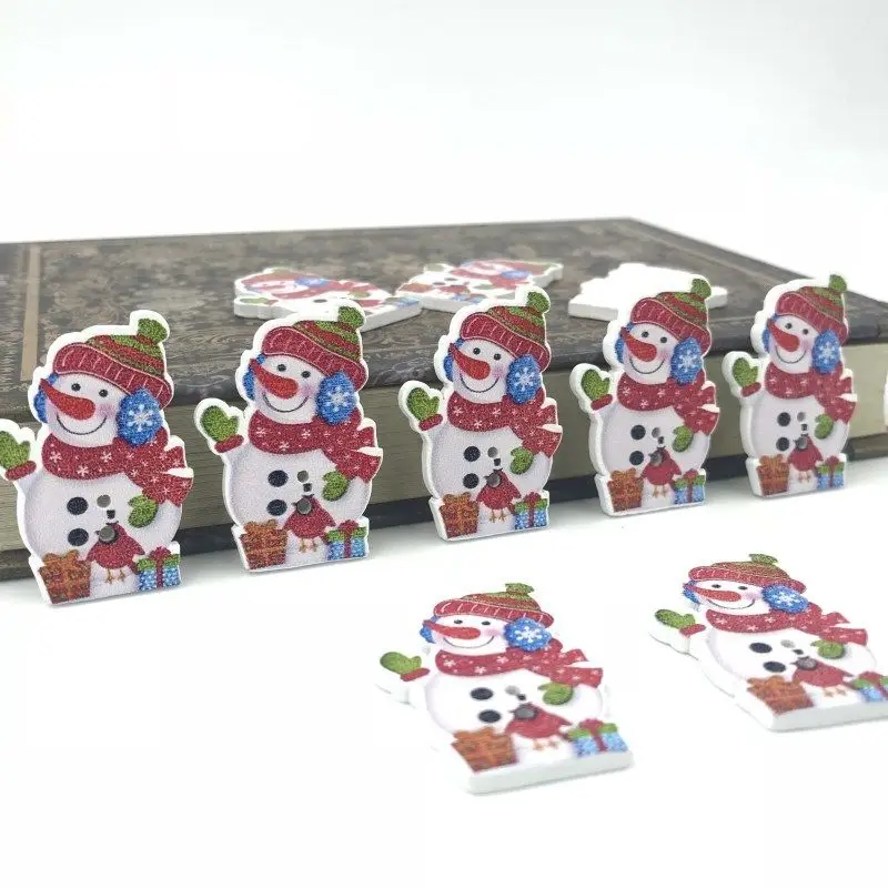 DIY 100 шт Рождественский милый снеговик деревянные кнопки украшения