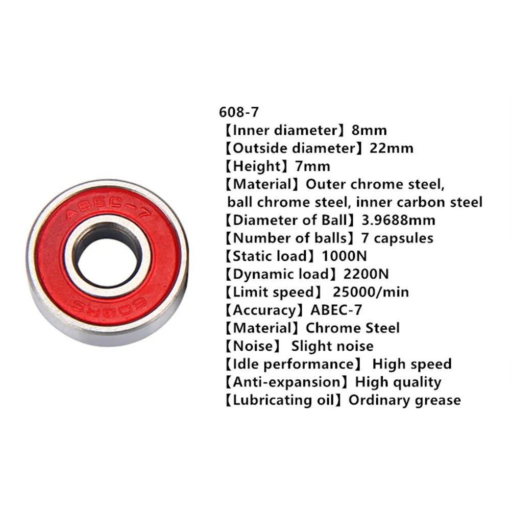 

4PCS 8mm Chrome Steel Bearing Upgrade Part ABEC-7/ABEC-9 608 Skateboard Roller Steel Sealed Ball Bearings 8x22x7mm