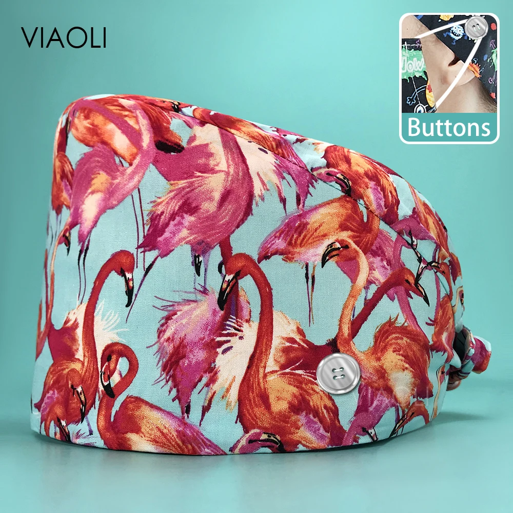 

Fashion Beauty Salon Personalized Print Adjustable Scrub Cap Veterinary work Pet Care Medical Work Cotton Accessories Scrub Caps