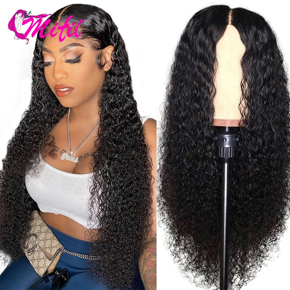 

Mifil Hair Peru's Hair 13x4 Lace Frontal Human Hair Wigs Remy Kinky Curly Wig For Women Natural Color HD Lace Wig 32 Inch