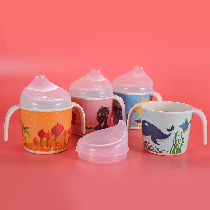 Детская чашка с двойной ручкой креативная мультяшная бамбуковое волокно