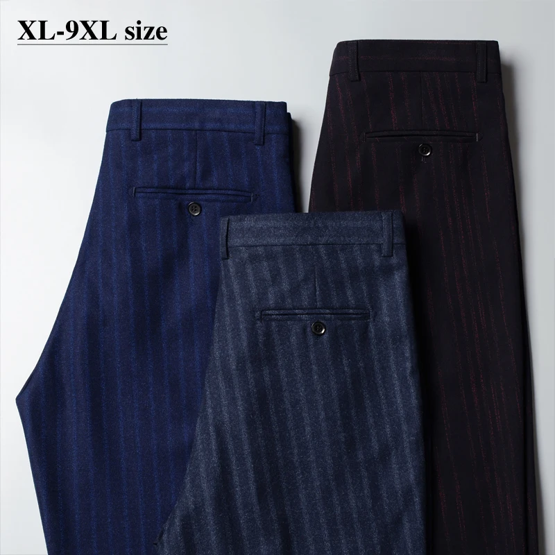 

Размера плюс 4XL 5XL 6XL 7XL 8XL 9XL 2019 Новинка мужские классические Костюмные брюки высокого качества свободные прямые Полосатые повседневные брюк...