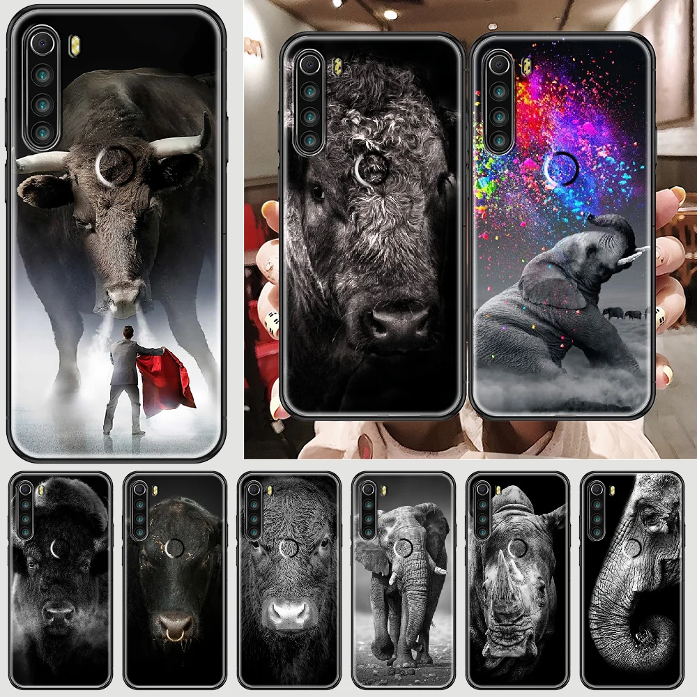 Слона чехол для телефона Xiaomi Redmi Note 7 7A 8 8T 9 9A 9S K30 Pro Ultra черный ТПУ Чехол Мягкий trend