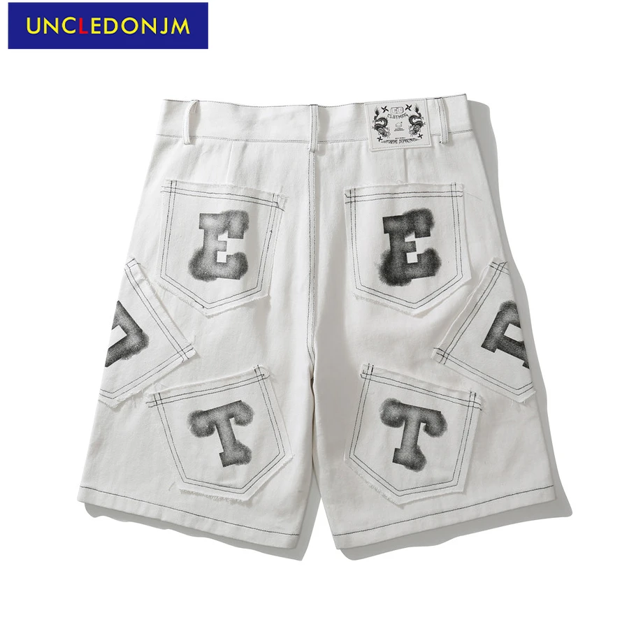 

UNCLEDONJM Multi-pocket casual shorts men's Hip Hop Baggy Knee Length streetwear men korean fashion summer shorts UDK25