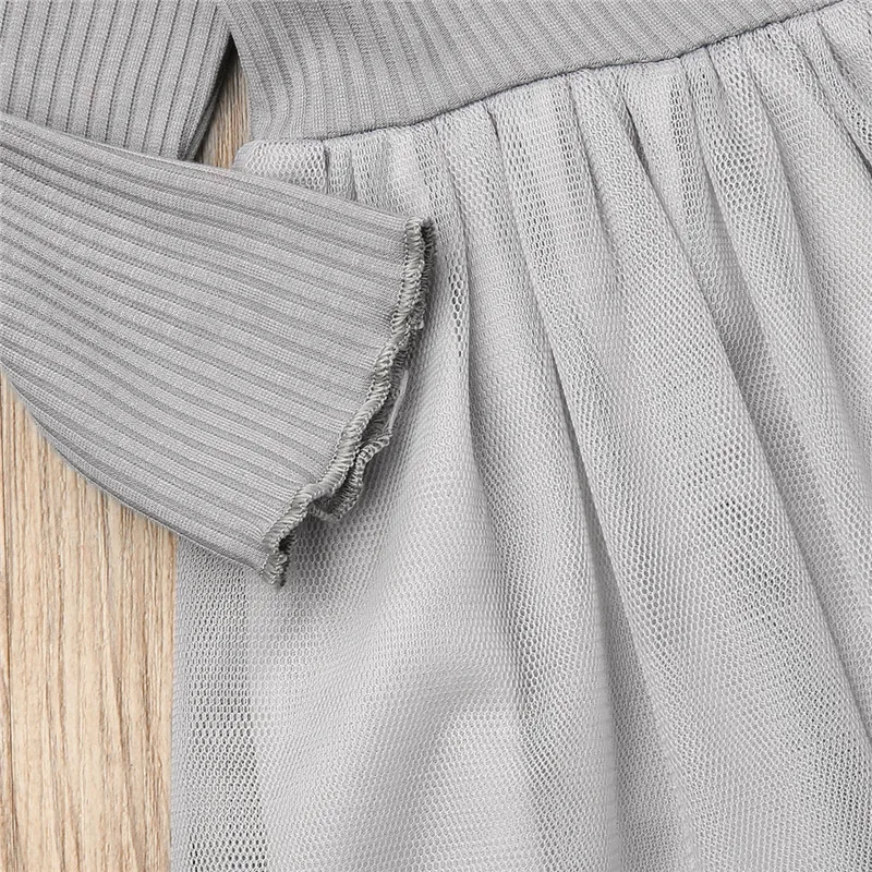 Toddler Baby Girl Knitting Cotton Cute Midi Lace Outfit Clothes Tutu Tulle Dress Long Sleeve Sweet Princess Ball Gown Dresses | Детская