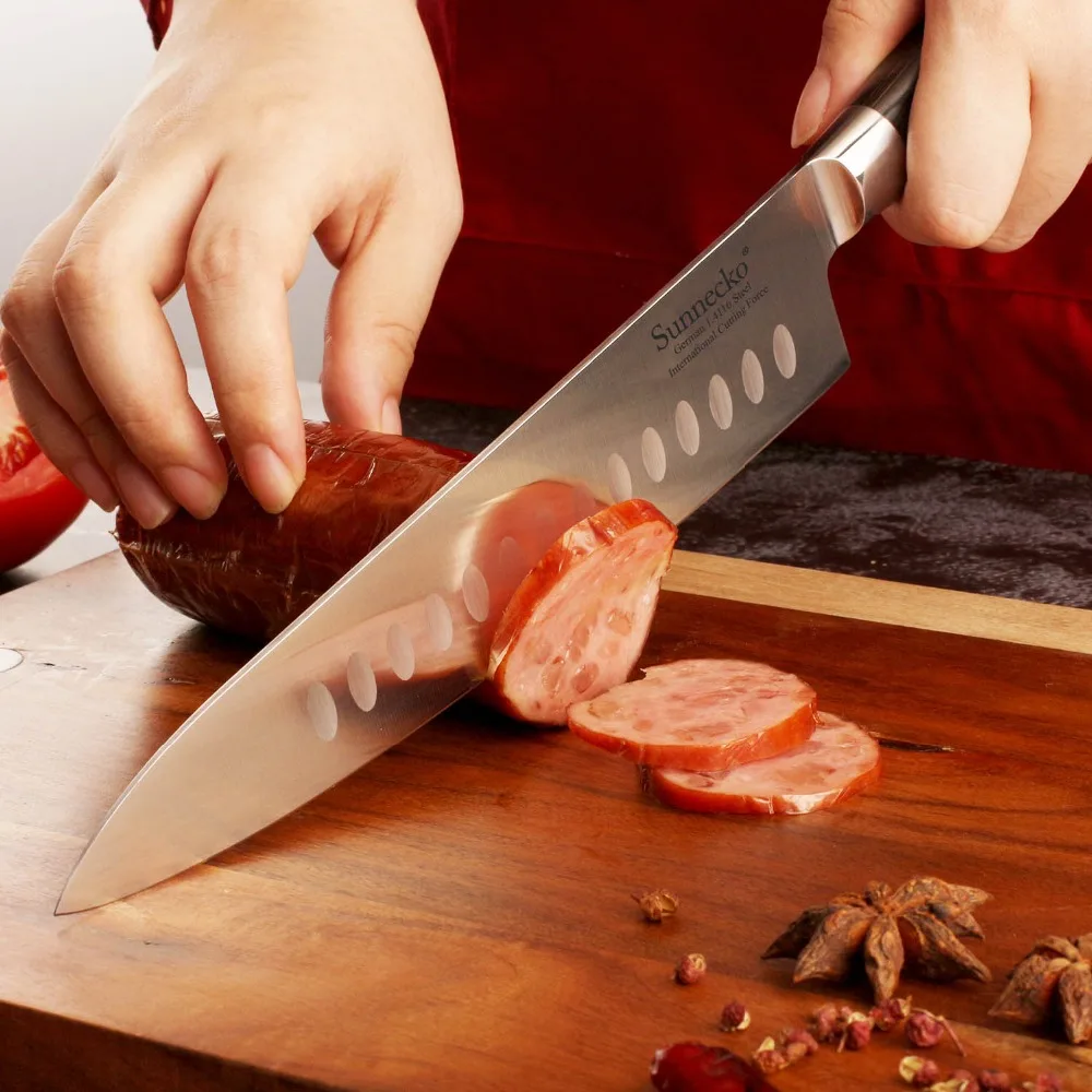 Sunnecko Профессиональный 8," дюймовый нож шеф-повара кухонные ножи santoku Подарочная коробка пакет немецкий 14116 сталь шеф-повара инструмент для приготовления пищи