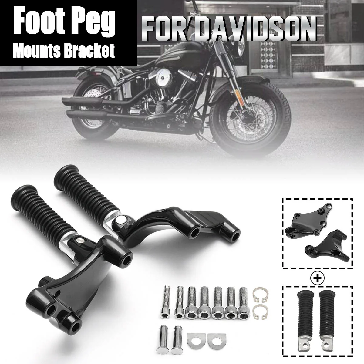 1 пара черный Задний пассажирский Педальный кронштейн + Подножки для Davidson Sportster 883