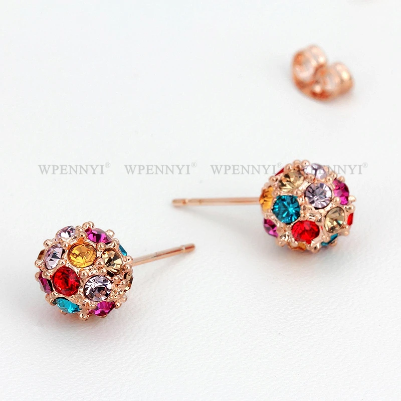 Высококачественные Разноцветные серьги-гвоздики с цирконием полностью