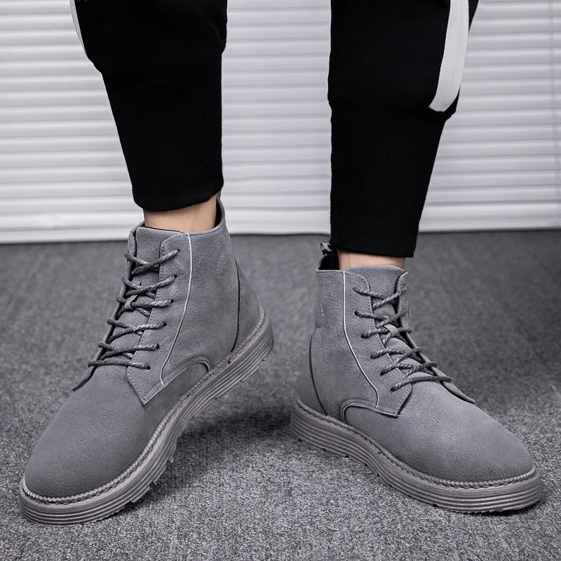 

2020 new black men's autumn and winter shoes fashion men's winter boots ankle warm snow boots men's casual snow shoes men