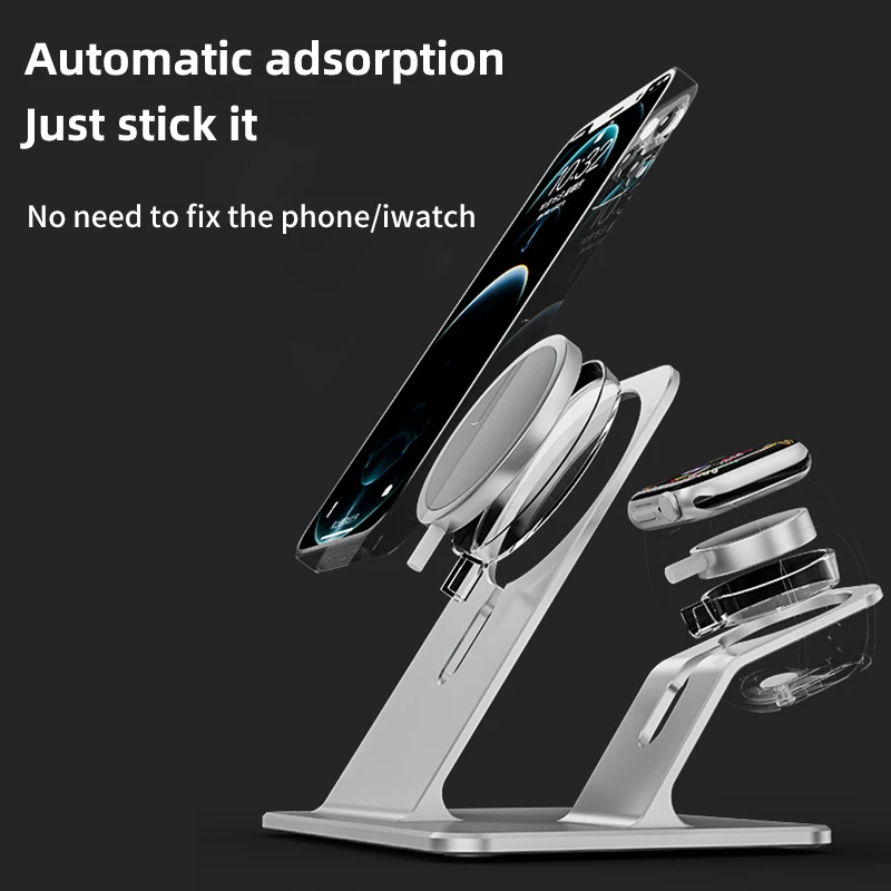 gtwin 2 in 1 magnetic wireless charger stand for iphone fast charging for apple watch iwatch for iphone 12 pro mini phone holder free global shipping