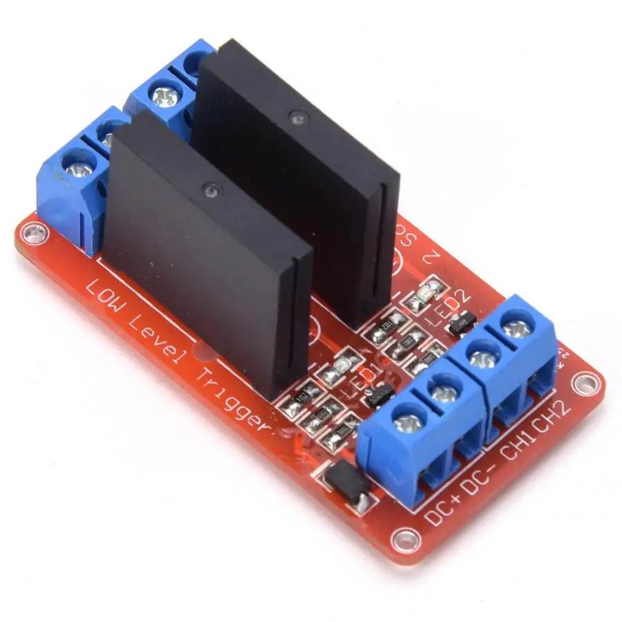 DC 5V полупроводниковое реле твердотельное Модуль красный 2 Каналы Высокий/низкий
