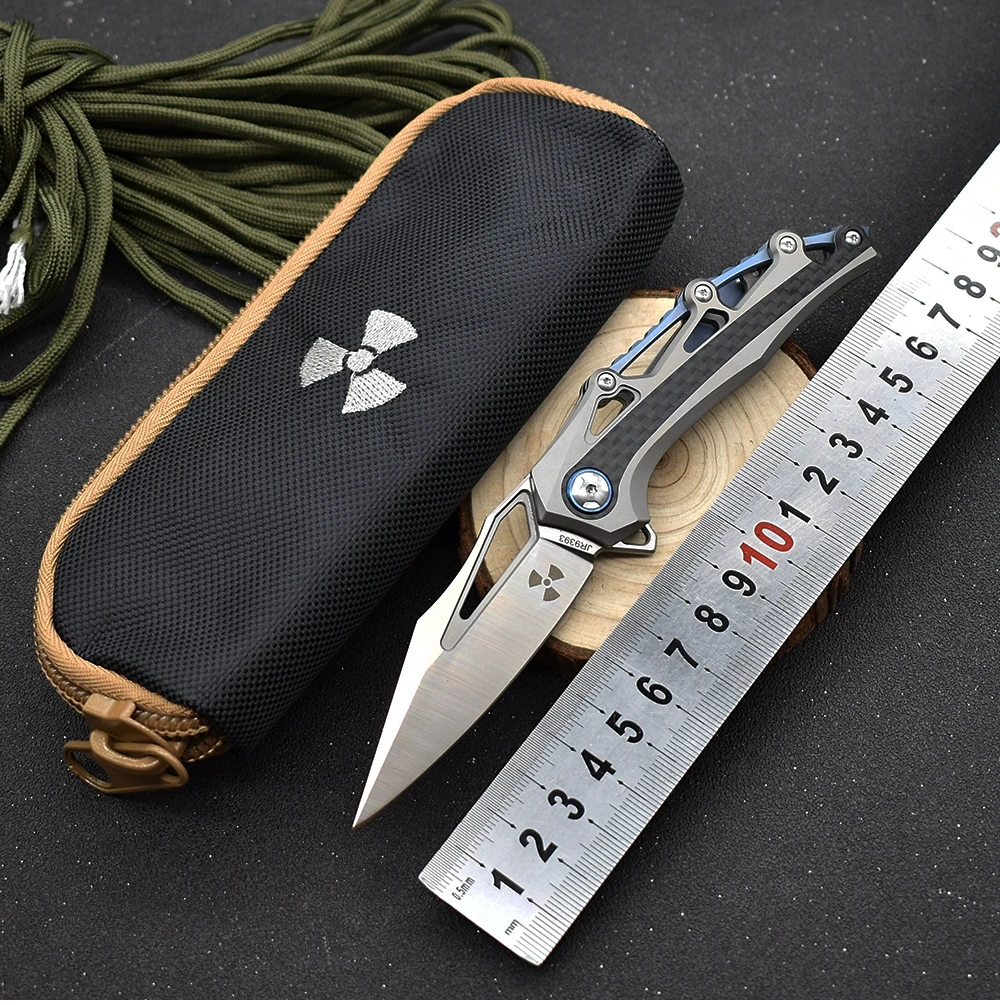 

M390 powder steel TC4 Titanium + Carbon Fiber Handle Folding Knife Tactical Hunting Knife Outdoor Pocket Knife Fighting Tools