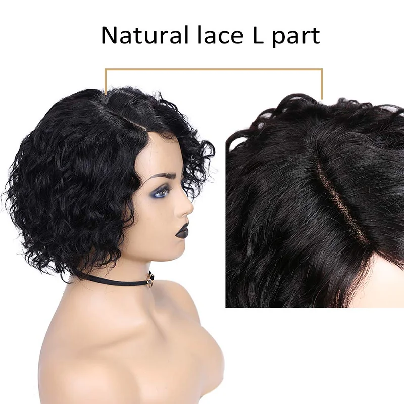 Парик Pixie Cut кудрявый Боб кружевной передний парик 150% плотность 13х4 кружевные