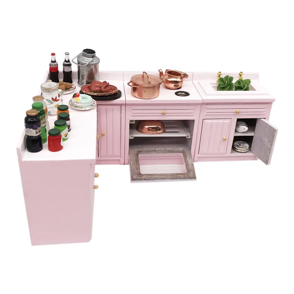 1:12 Кукольный домик имитация миниатюрной мебели деревянный кухонный шкаф набор