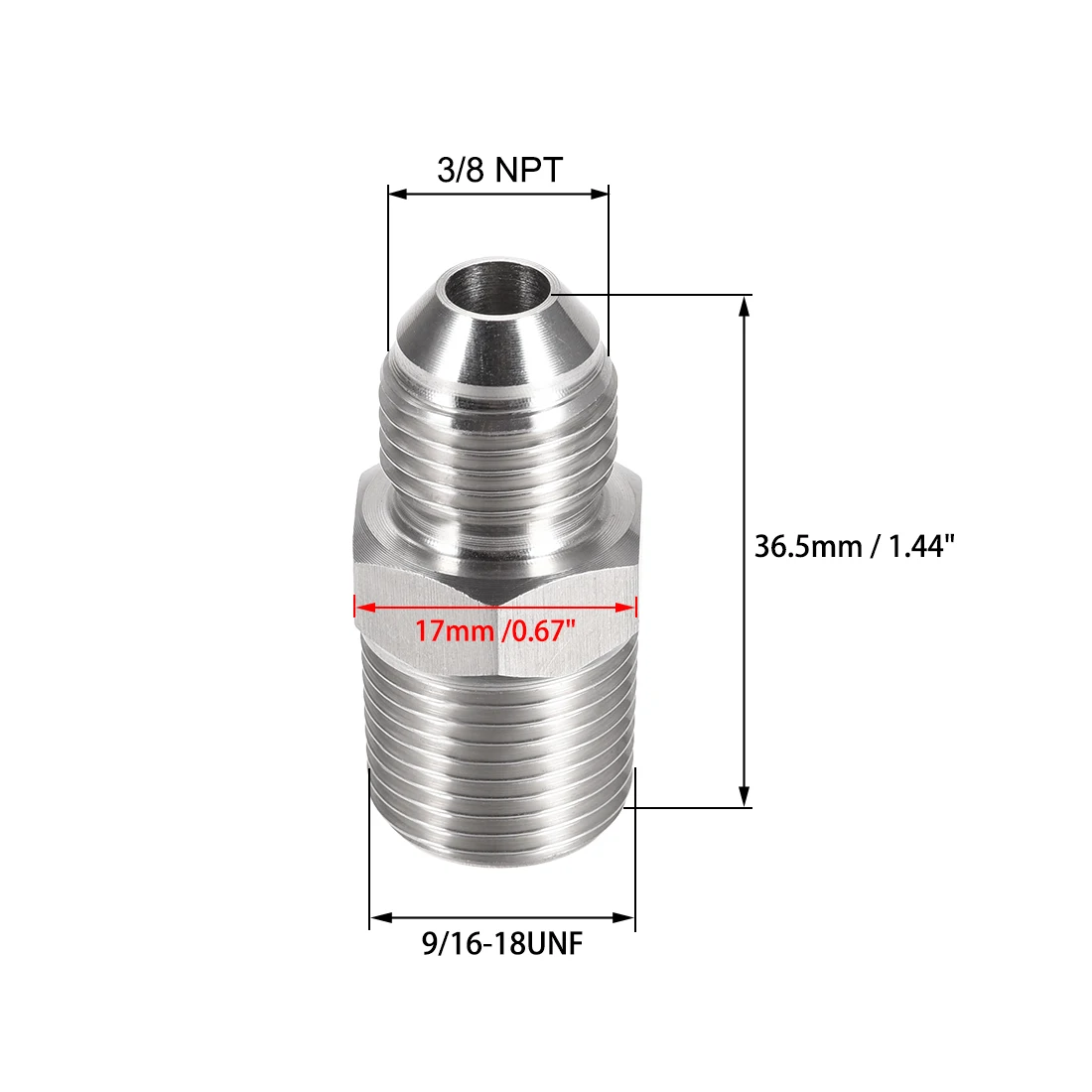 Uxcell 2 шт шестигранные ниппели 3/8 NPT x 9/16-18UNF 304 трубы из нержавеющей стали фитинги