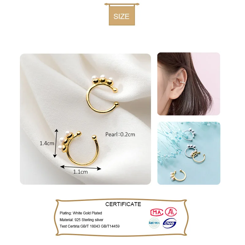 Trustdavis 100% блестящие серебряные серьги клипсы для ушей женщин и девушек без