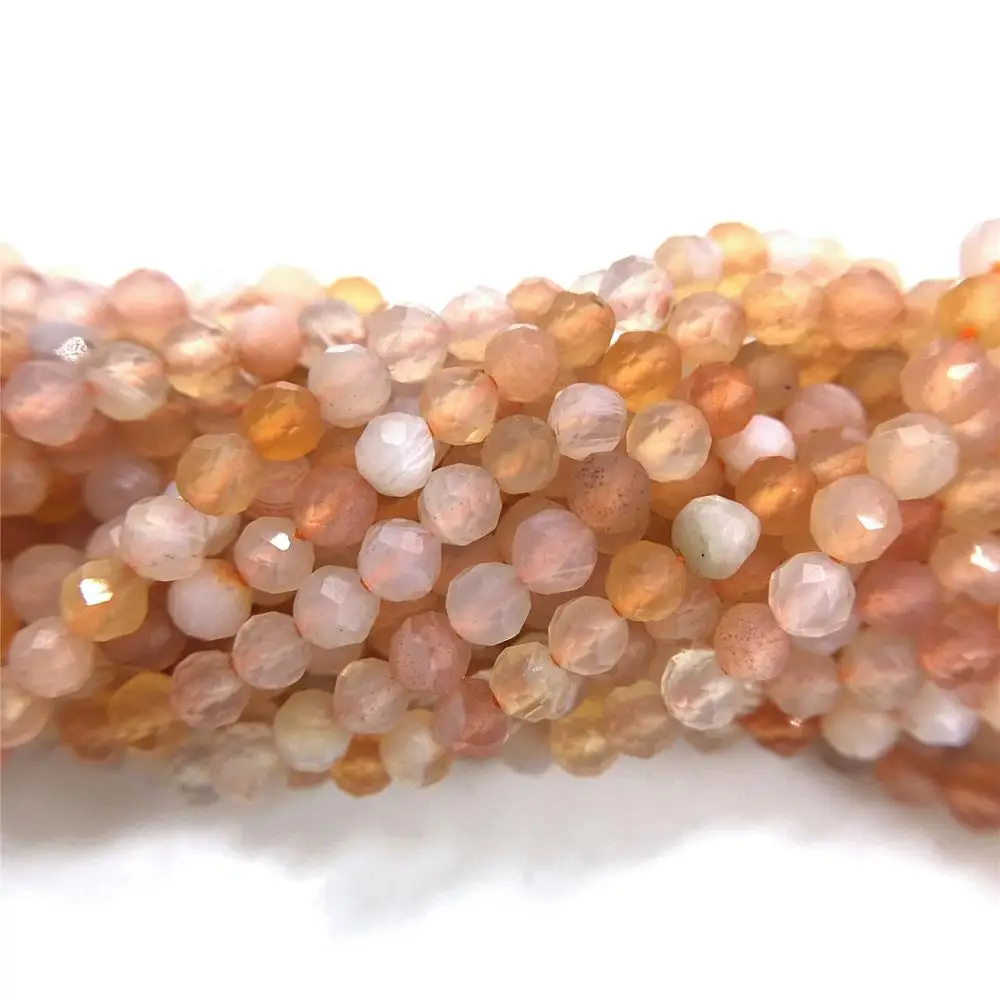 Бусины Sunstone граненые золотые 2 мм 3 бусины из натурального камня желтый лунный