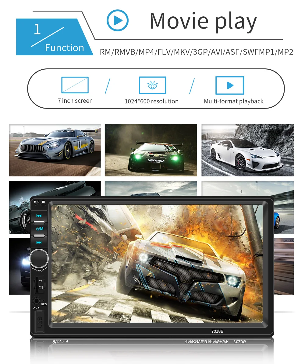 Универсальный мультимедийный плеер 2din стерео 7 дюймовый сенсорный экран FM видео