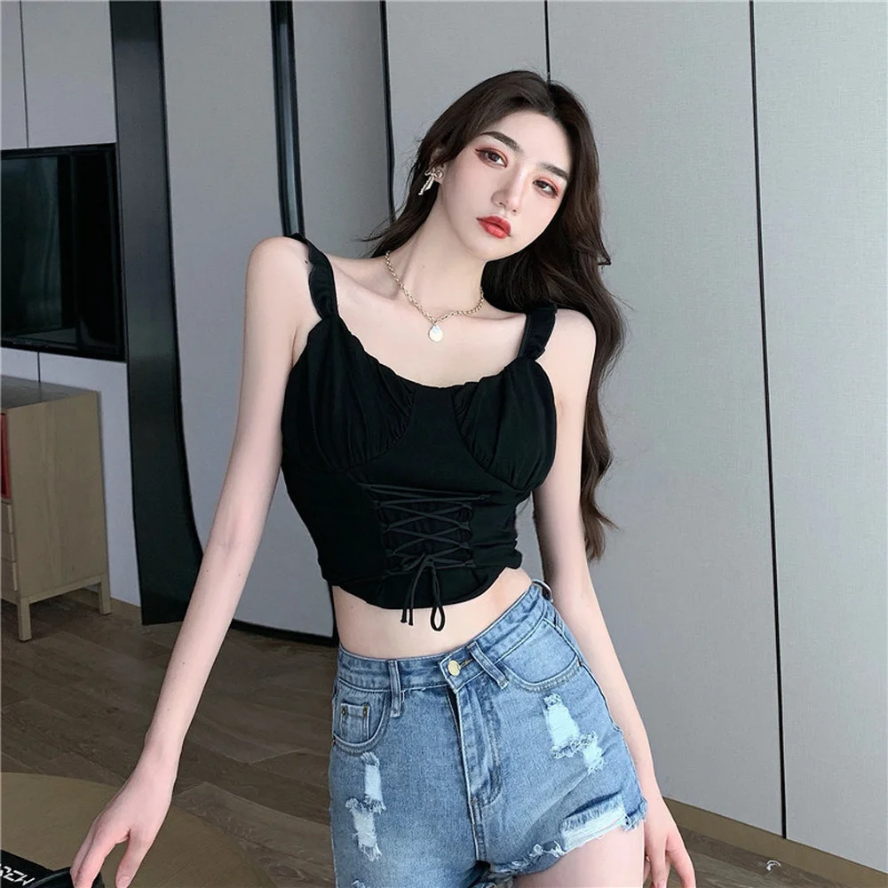 Spring Summer Black Off Shoulder Corset Crop Tops Women Square Collar Party Sexy Tank Tops Ladies Backless Casual Bustier 2021