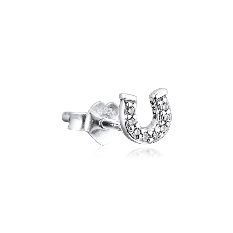 QANDOCCI Signature ME My Lucky Horseshoe одиночные серьги-гвоздики 100% 925 пробы-серебро-ювелирные