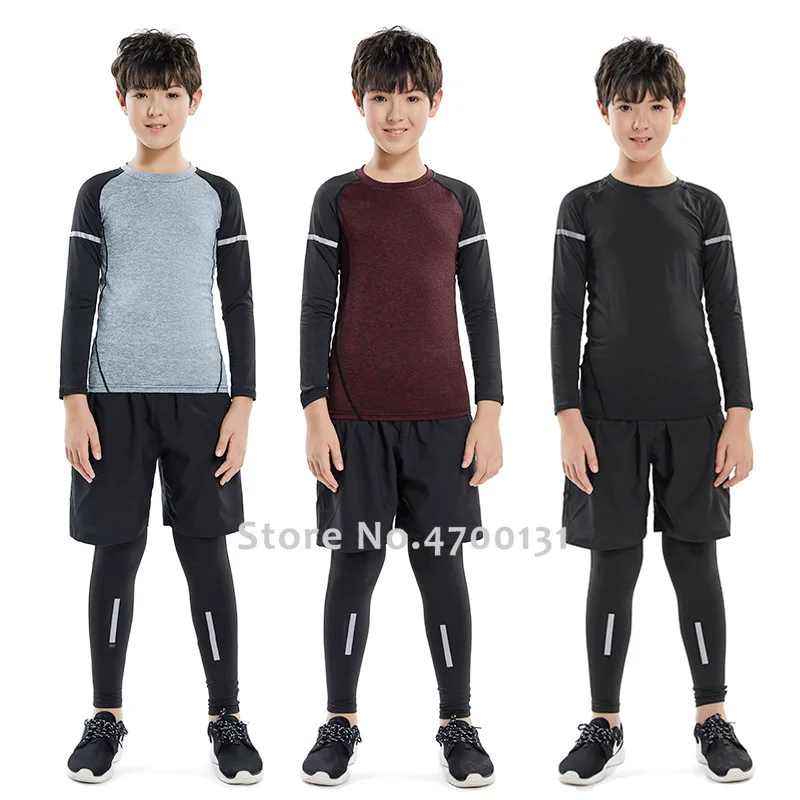 Детские тренировочные костюмы для бега мальчиков леггинсы спортивная одежда