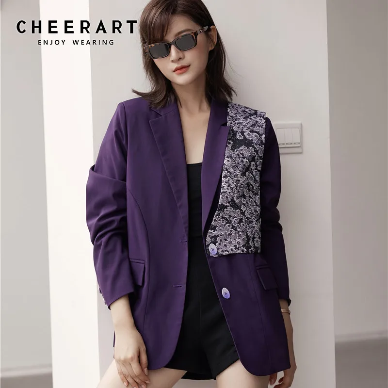 

Женский блейзер в виде винограда CHEERART, 2 предмета, осень 2020, фиолетовые блейзеры и куртки, корейский женский дизайнерский пиджак, элегантная ...