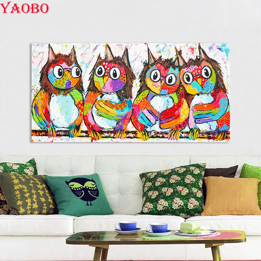 

large size diamond painting color cute owls 5d DIY diamond embroidery full square/round mosaic picture of rhinestone wall decor