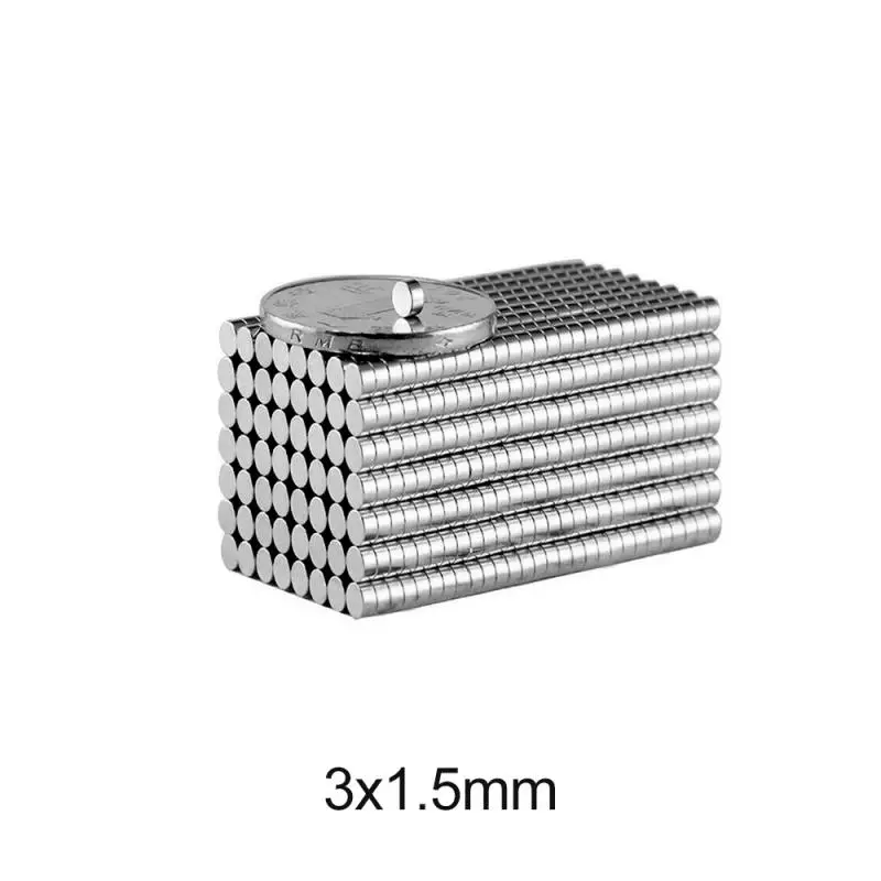 50-100 3x1.5mm round small refrigerator magnets neodymium round rare earth 3*1.5mm round magnets round balustrades