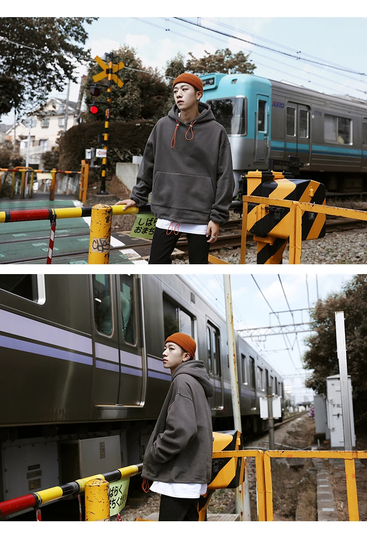 Autumn New Hoodie Men Fashion Solid Color Casual Cotton Hooded Pullover Man Streetwear Hip Hop Loose Sweatshirt Large Size M-5XL