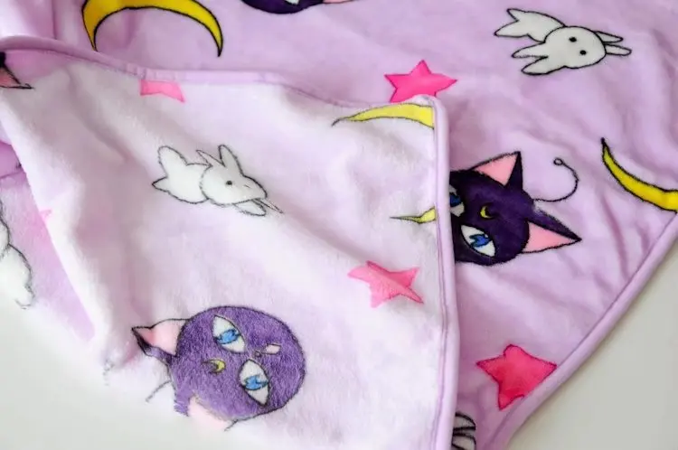 

Sailor Moon Rabbit Luna Cat Flannel Air Conditioning Blanket Sheet Pillow Case bed linings Bed Accessories