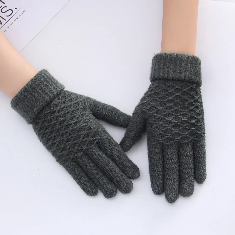 Перчатки зимние Guantes Invierno Mujer плюс толстые теплые Neri бархатные пять пальцев Сенсорный экран Eldiven Modis Gants Femme варежки - Цвет: Dark grey