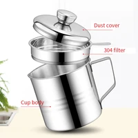 stainless steel oil pot home 1 2l filter residue oil pot with lid and filter mesh oil return cup kitchen tool oil storage tank