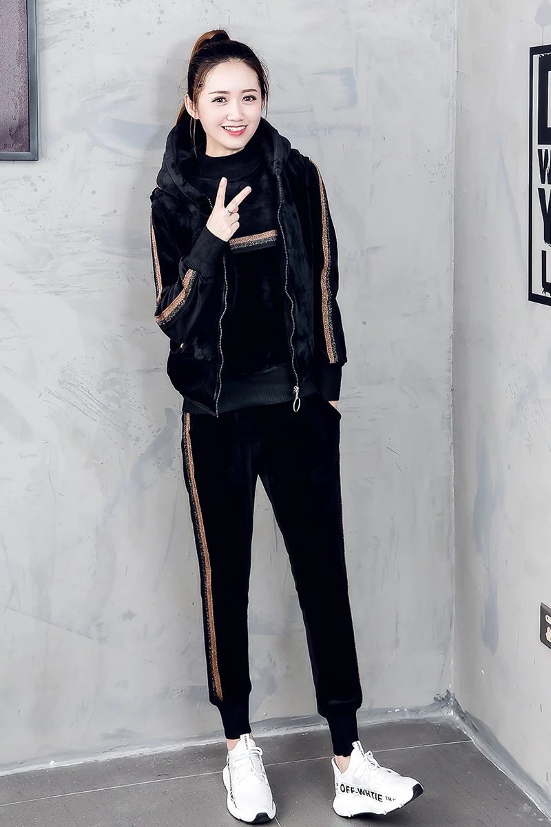 Женский спортивный костюм спортивная одежда Зимние флисовые бархатные толстые