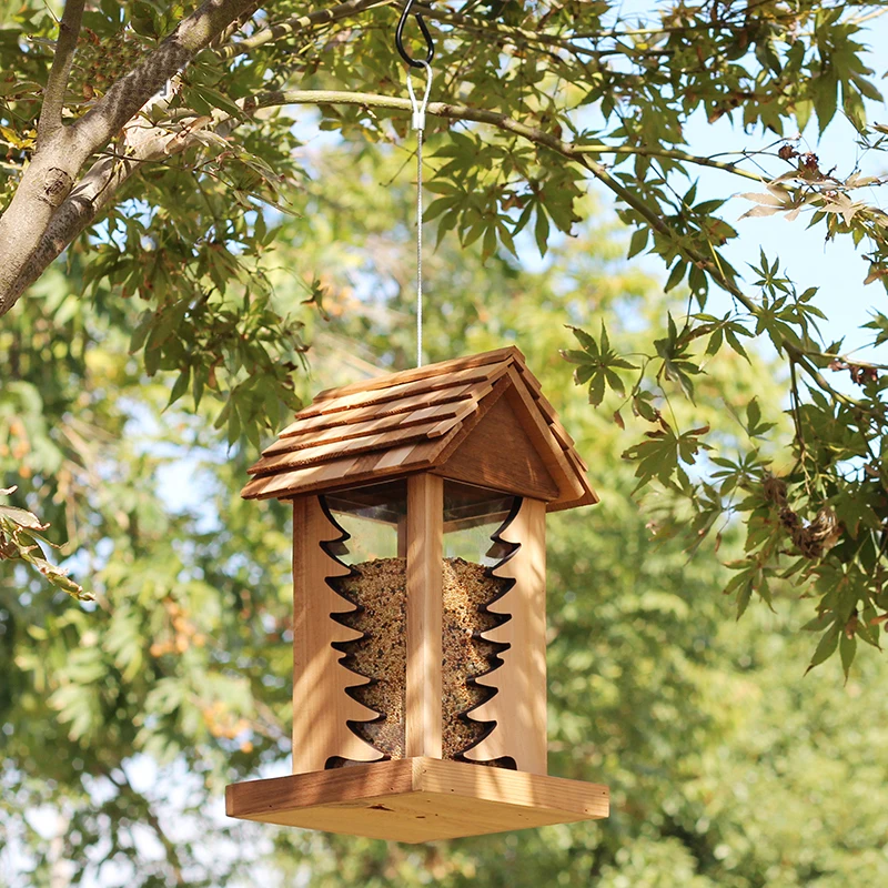 red cedar beautiful backyard wood bird feeder
