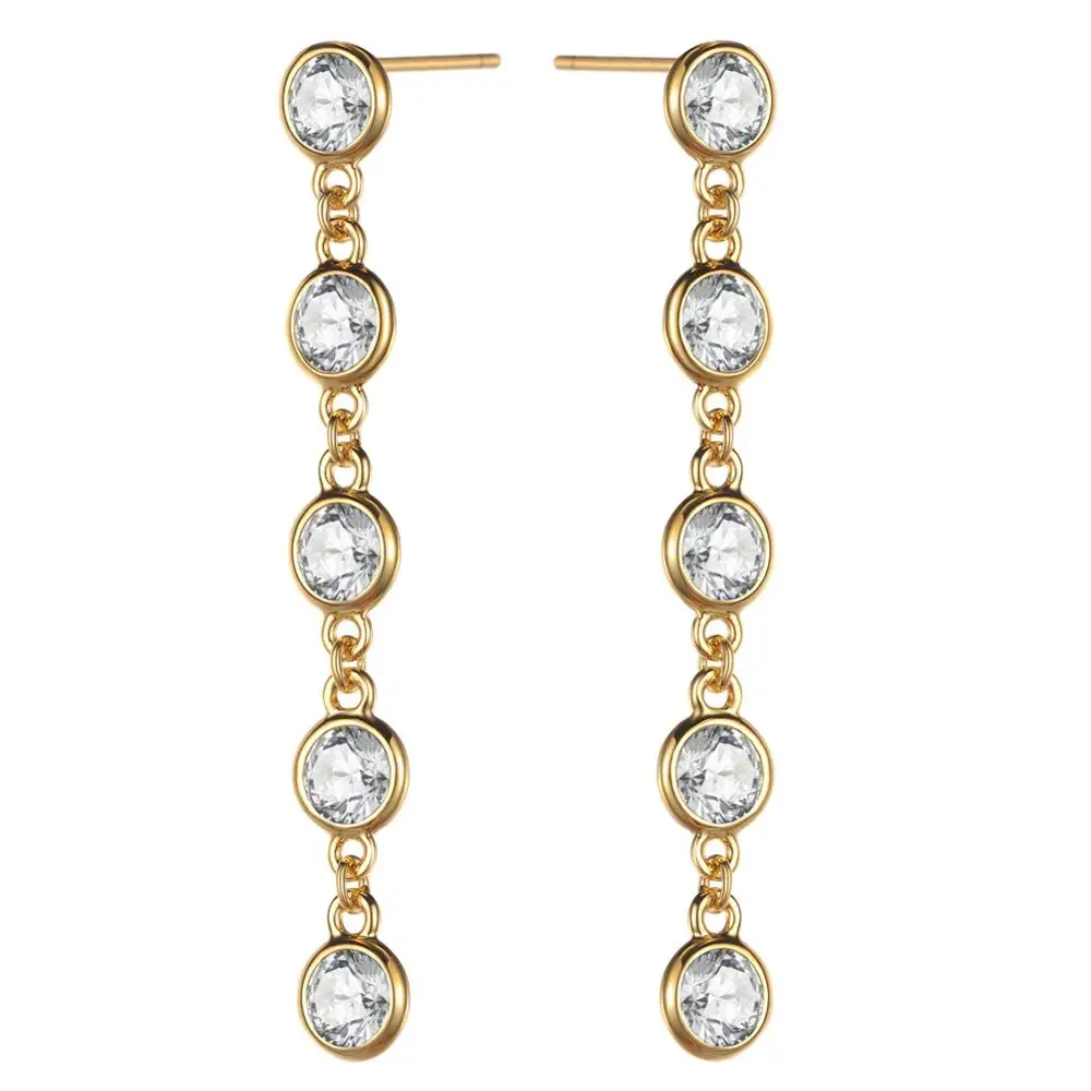 925 Sterling Silver Fine Jewelry Dangling CZ Cubic Zirconia Long Station Bridal Wedding Earrings for Womens Girls Birthday Gifts | Украшения