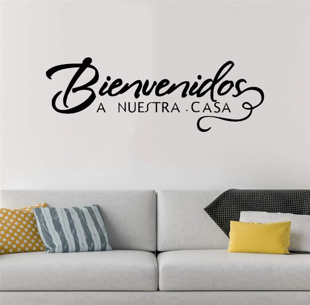 

Spanish Quote Wall Sticker Welcome to Our Home Bienvenidos a nuestra casa Wall Decals Home Decoration Vinyl RU4009