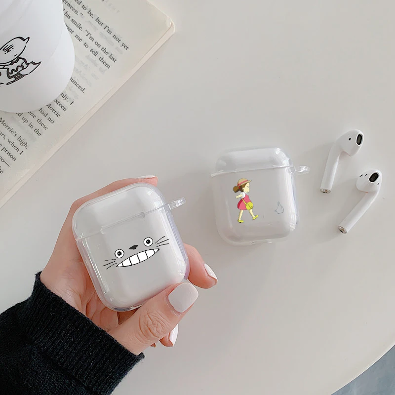 Чехол для Airpods 2 1 Miyazaki Totoro из японского мультфильма прозрачный мягкий силиконовый